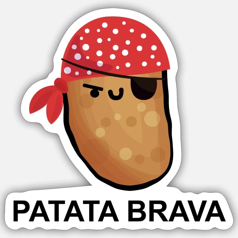 Pomme de terre Brava - Sticker taille S (10 x 10 cm) - blanc mat