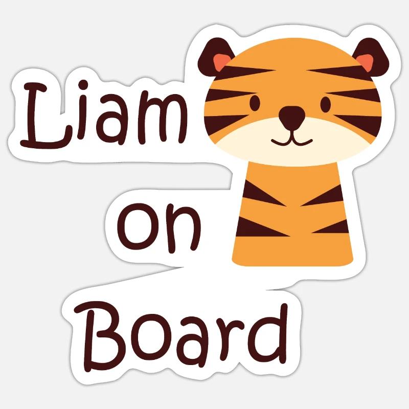 Liam on board - Sticker size S (10 x 10 cm) - white matte