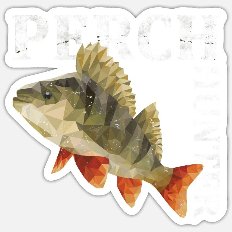 Barsch Angeln - Sticker Größe S (10 x 10 cm) - Mattweiß