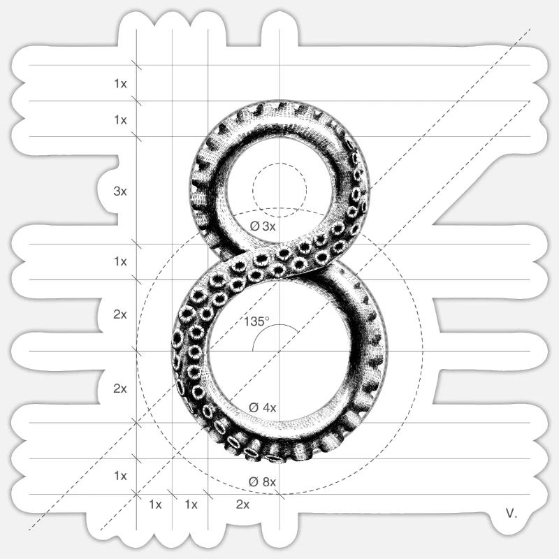 World Octopus Day - Sticker taille S (10 x 10 cm) - blanc mat
