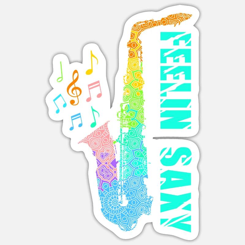 Feelin Saxy Saxophone - Sticker size S (10 x 10 cm) - white matte