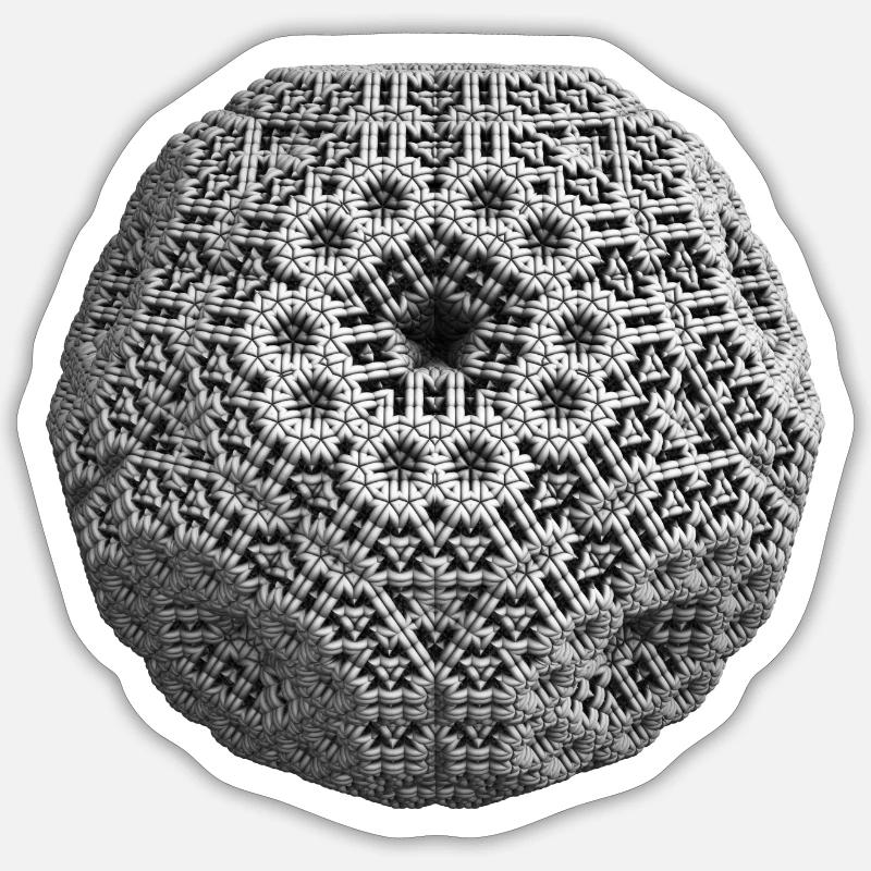 Fractal 3D dodécaèdre cool - Sticker taille S (10 x 10 cm) - blanc mat