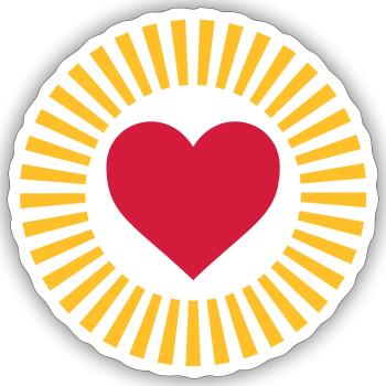 Herz in Strahlenkranz Design - Sticker Größe S (10 x 10 cm) - Mattweiß - Vorne