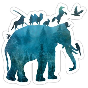 Arche mit Tieren - Sticker Größe S (10 x 10 cm) - Mattweiß - Vorne