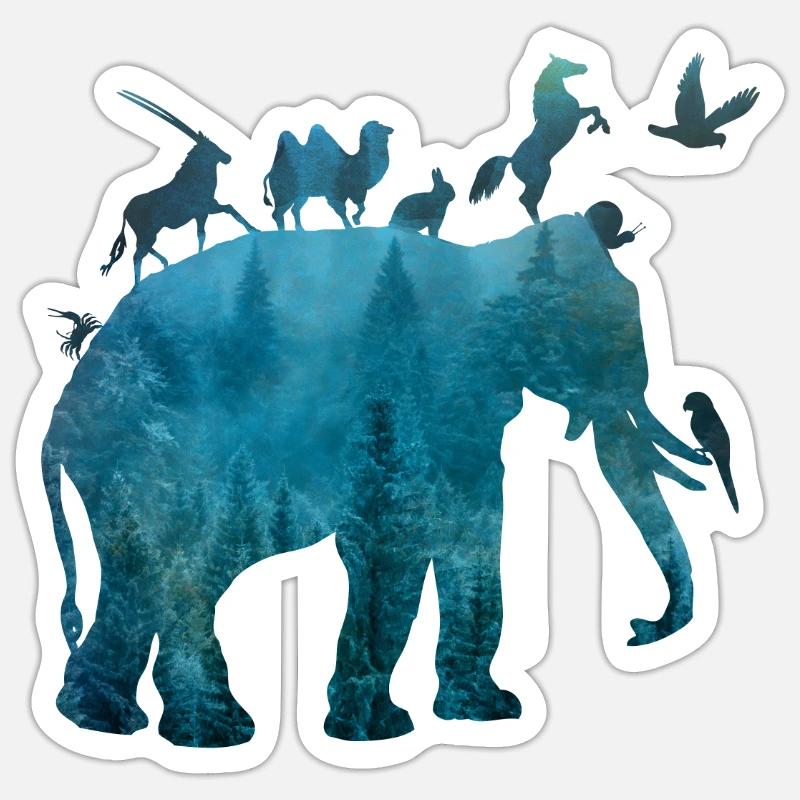 Arche avec des animaux - Sticker taille S (10 x 10 cm) - blanc mat