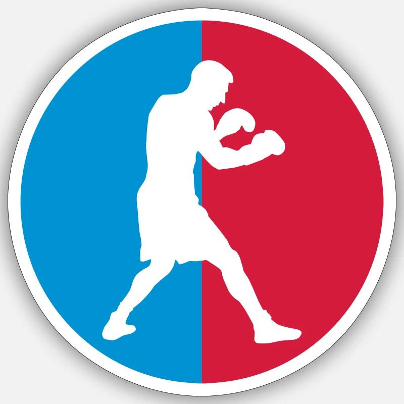 Boxe - Boxeur - Sticker taille S (10 x 10 cm) - blanc mat