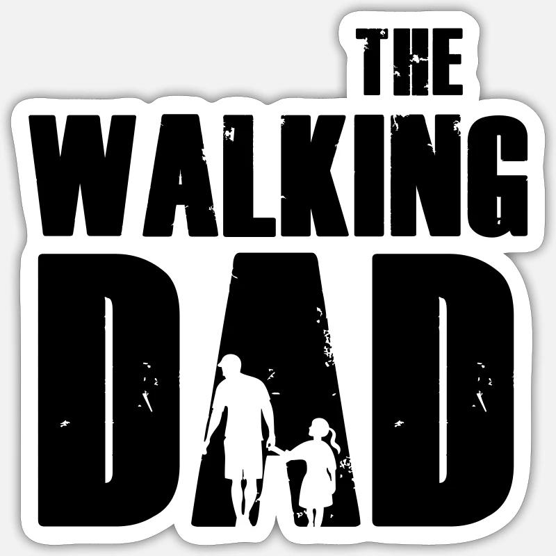 Le papa qui marche - Sticker taille S (10 x 10 cm) - blanc mat
