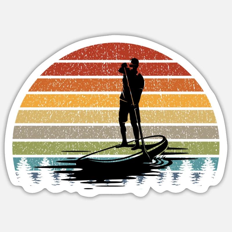 Vintage Retro Paddleboarding Paddleboard Paddle - Sticker size S (10 x 10 cm) - white matte