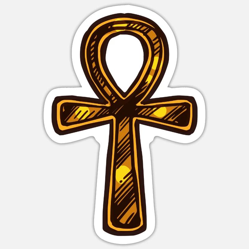 Ankh Egyptienne dorée Sticker taille S (10 x 10 cm)