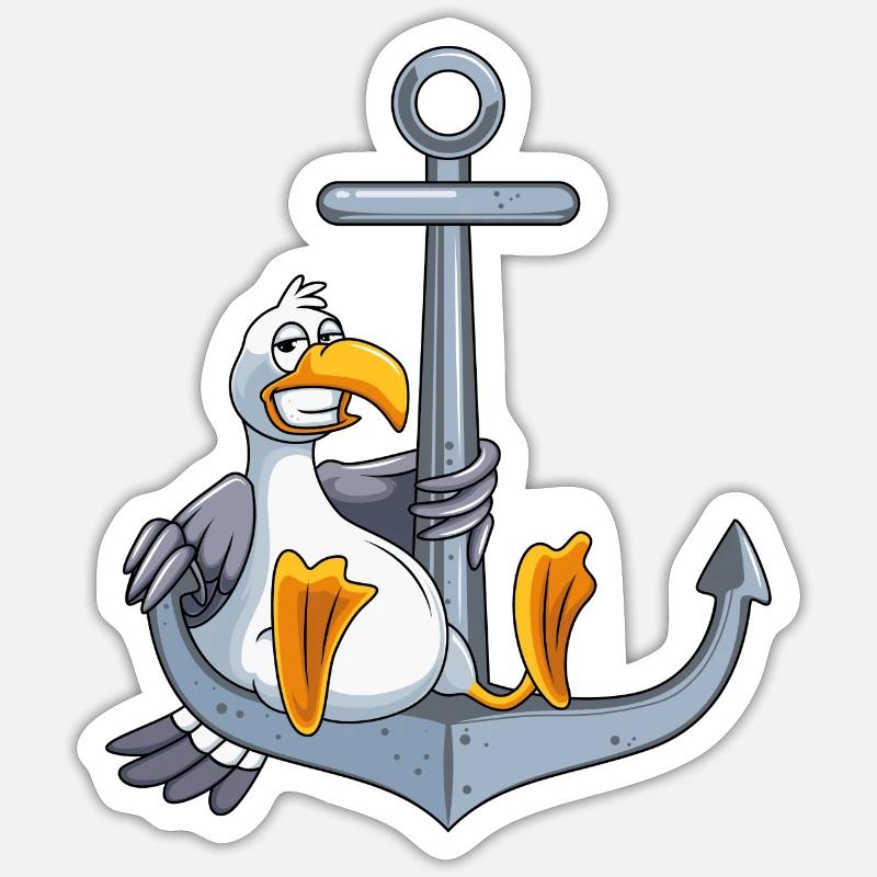 anker möwe comic - Sticker Größe S (10 x 10 cm) - Mattweiß