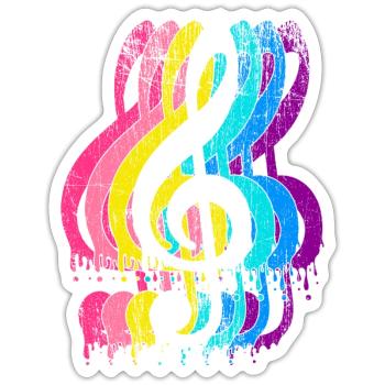 Musicien clef clé de sol musique - Sticker taille S (10 x 10 cm) - blanc mat - Devant