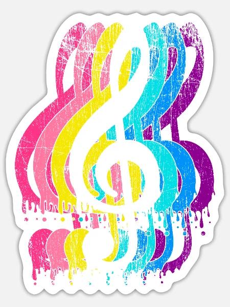 Musicien clef clé de sol musique - Sticker taille S (10 x 10 cm) - blanc mat