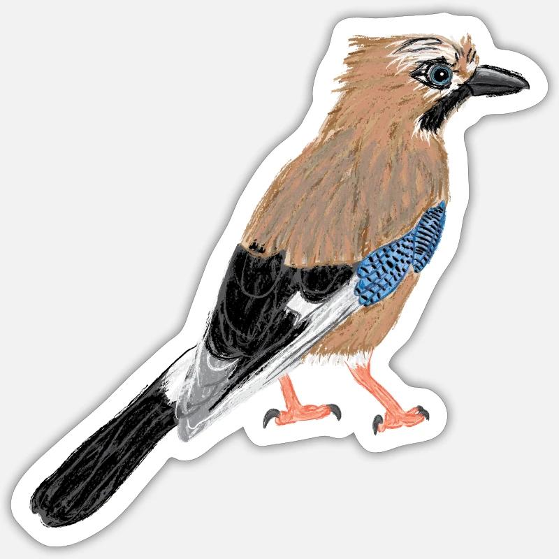 Eichelhäher / Eurasian Jay I - Sticker Größe S (10 x 10 cm) - Mattweiß