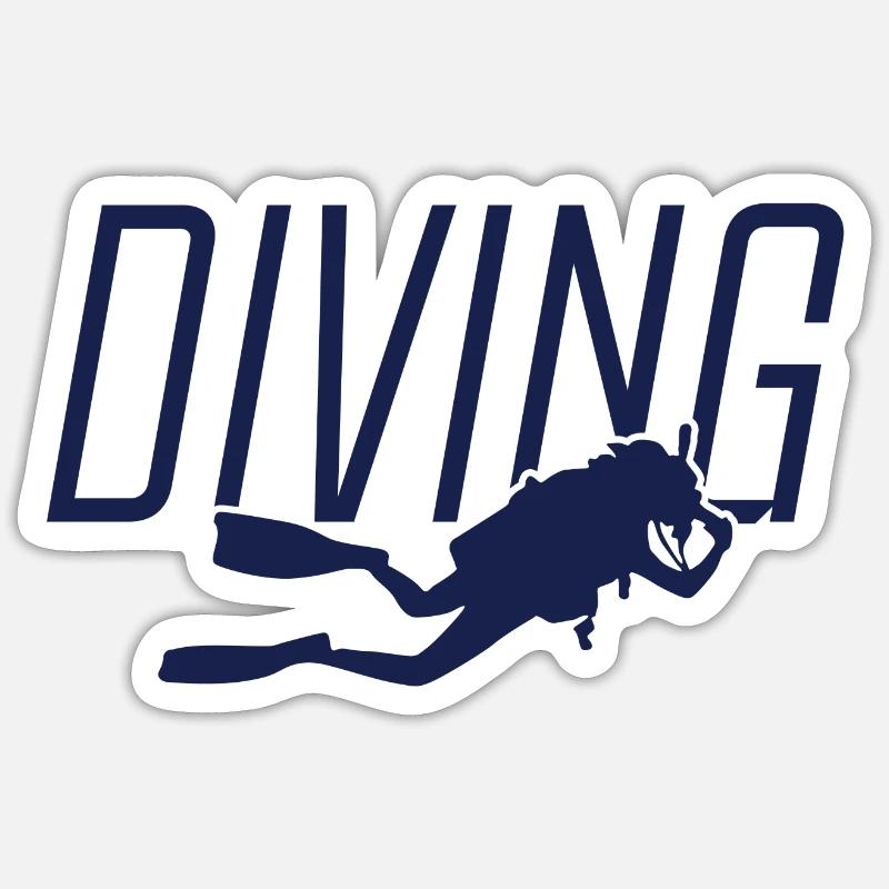 Logo de plongée Plongée sous-marine - Sticker taille S (10 x 10 cm) - blanc mat