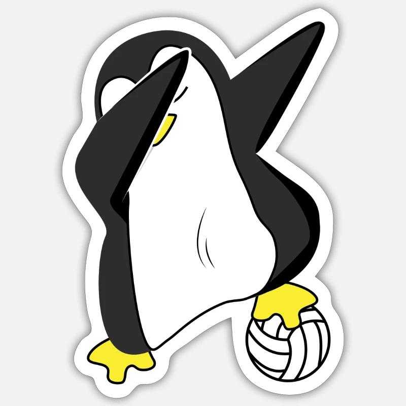 Volley- pingouin dapping - Sticker taille S (10 x 10 cm) - blanc mat
