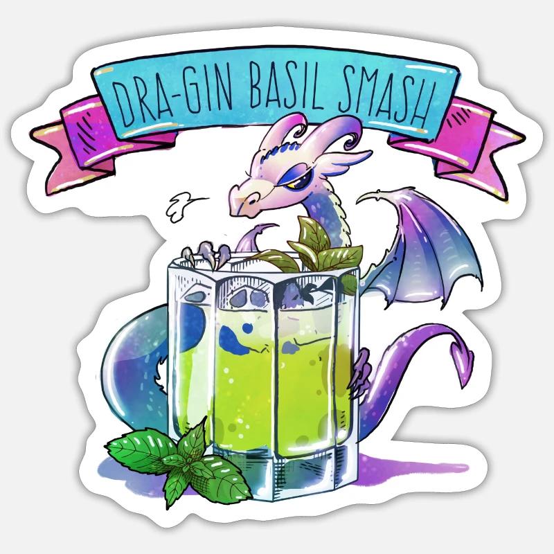 Basil Gin Smash + Drache = Dragin Basil Smash Sticker Größe S (10 x 10 cm)