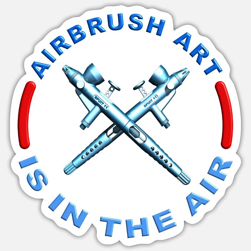 L’art de l’aérographe est dans l’air - Sticker taille S (10 x 10 cm) - blanc mat