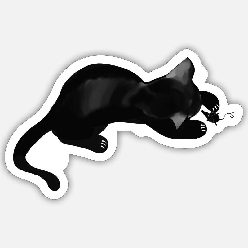 chat - Sticker taille S (10 x 10 cm) - blanc mat