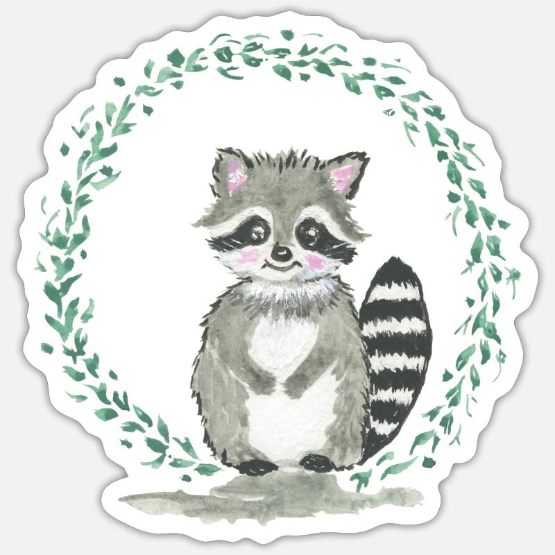 Waschbär - Sticker Größe S (10 x 10 cm) - Mattweiß