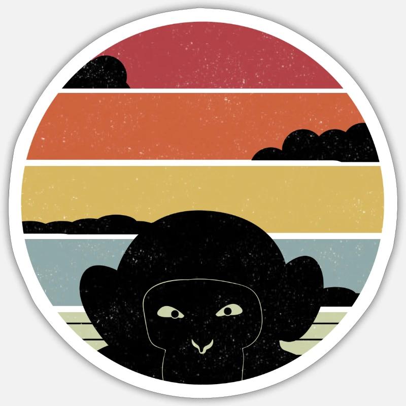 Affe retro Monkey Geschenk Sticker Größe S (10 x 10 cm)