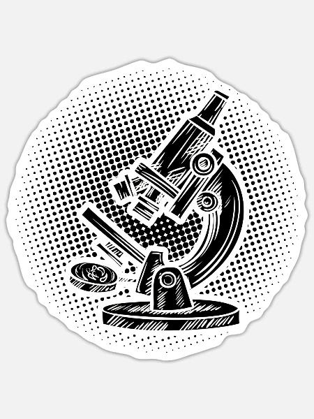 Biologe | Mikroskop Biologie Studium Geschenkidee - Sticker Größe S (10 x 10 cm) - Mattweiß