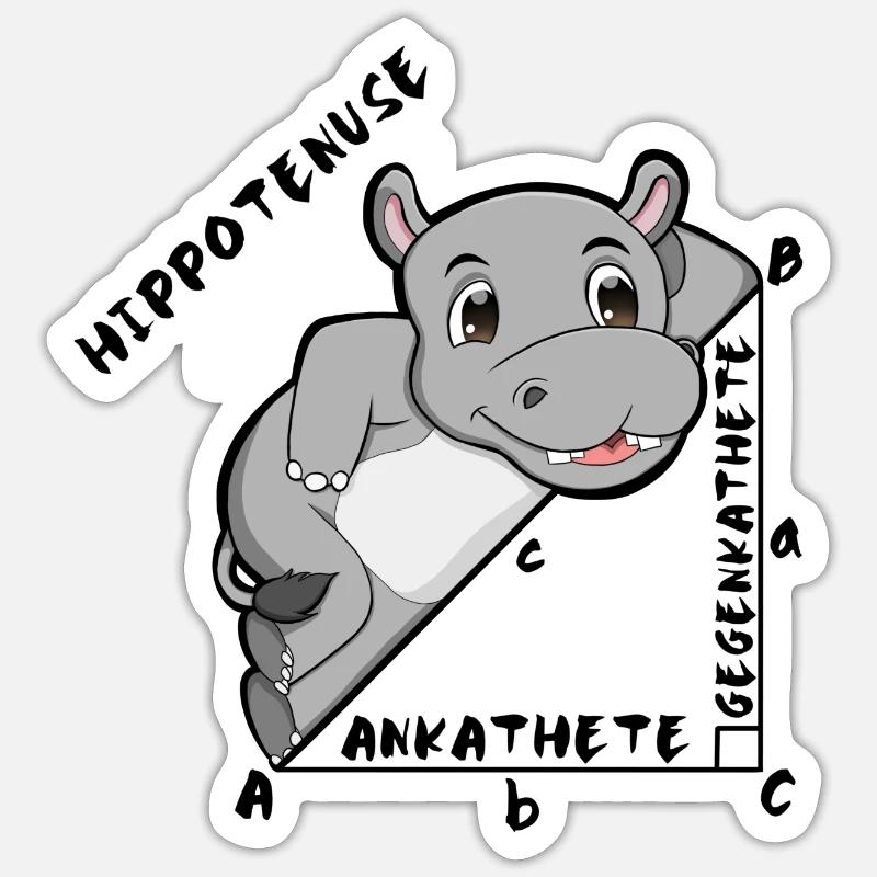 Hippotenuse Cool Fun Shirt Pythagoras Mathe Lovers - Sticker Größe S (10 x 10 cm) - Mattweiß