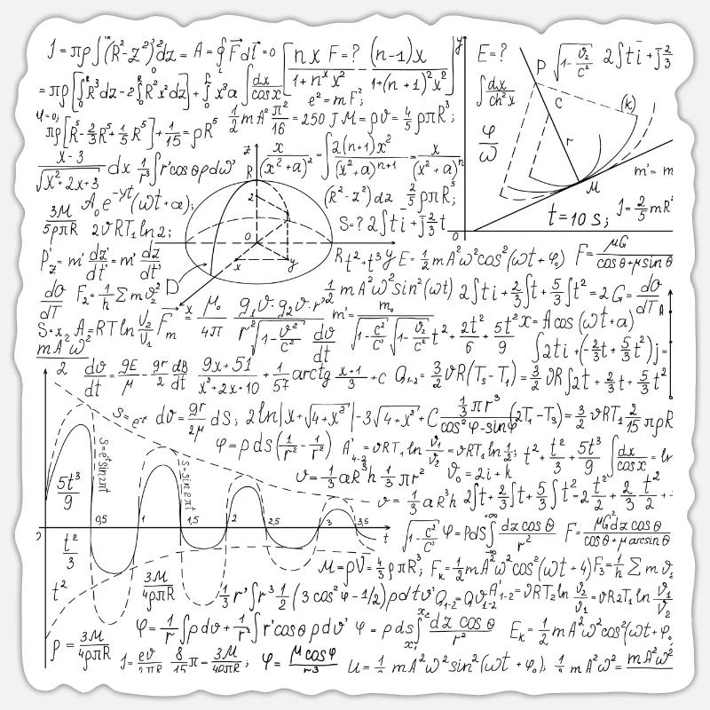 Math Formula - Math Equation Pattern Lover Gift - Sticker size S (10 x 10 cm) - white matte