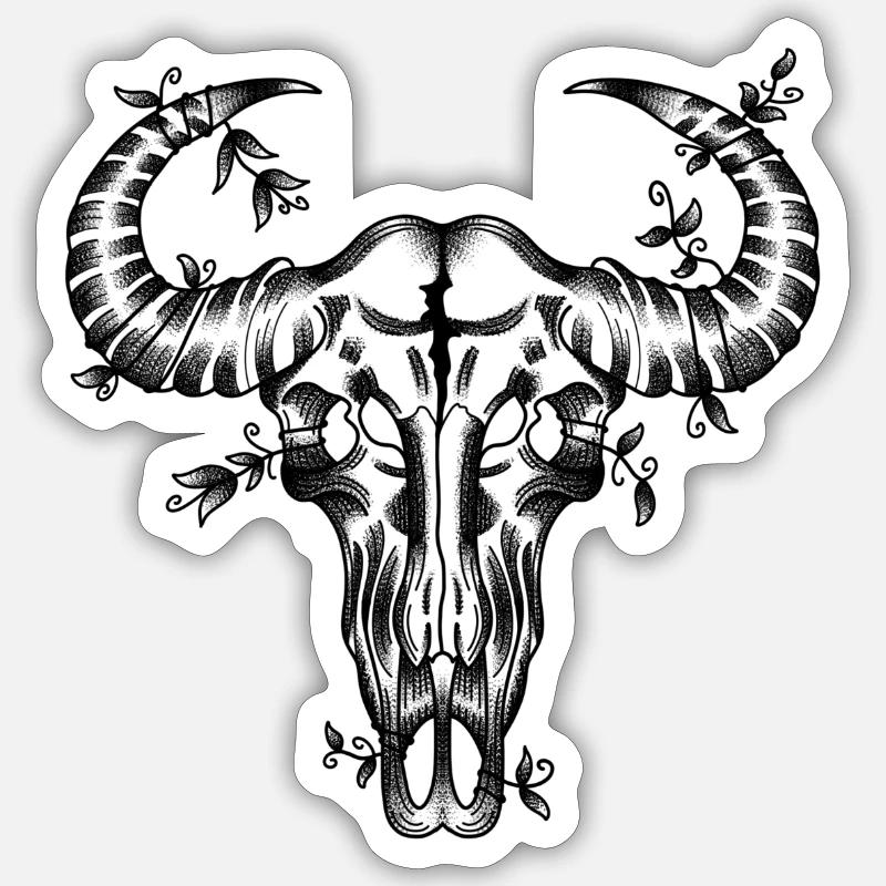 Crâne de buffle - Sticker taille S (10 x 10 cm) - blanc mat