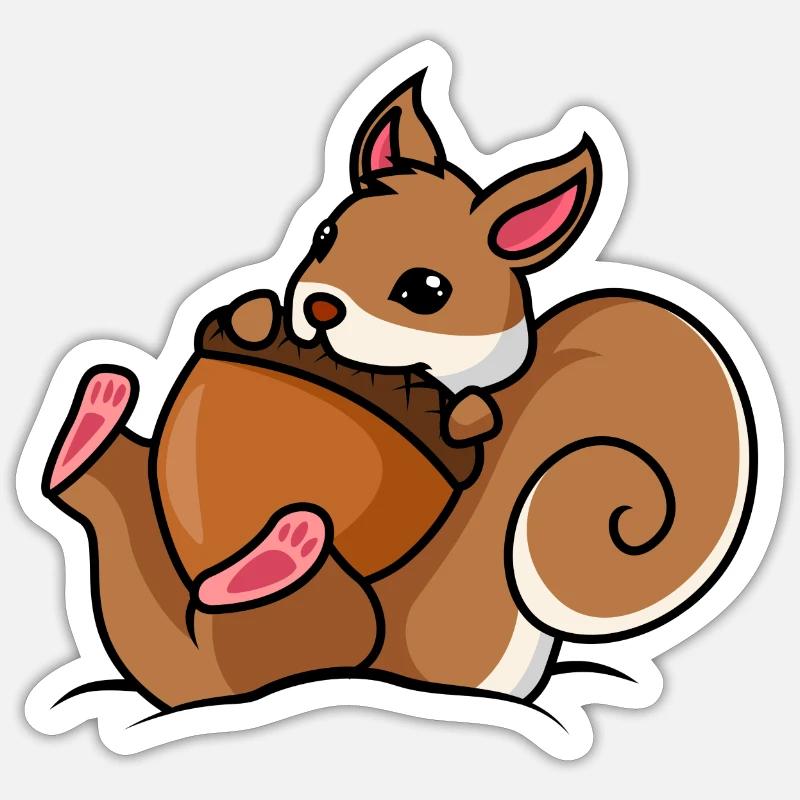 Eichhörnchen Nuss Comic Sticker Größe S (10 x 10 cm)