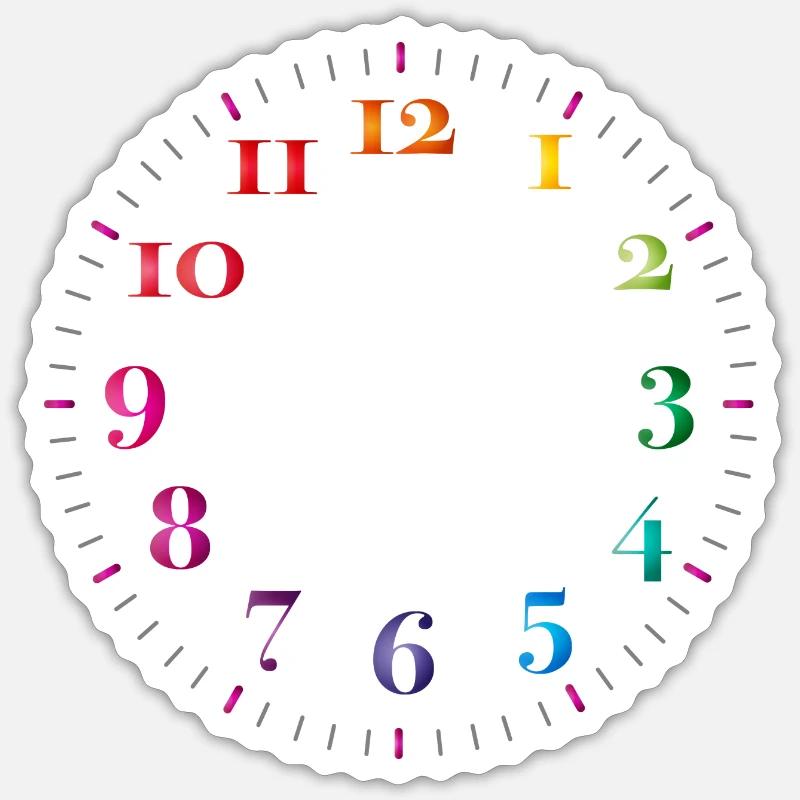 Dial with colored digits without clock hands - Sticker size S (10 x 10 cm) - white matte