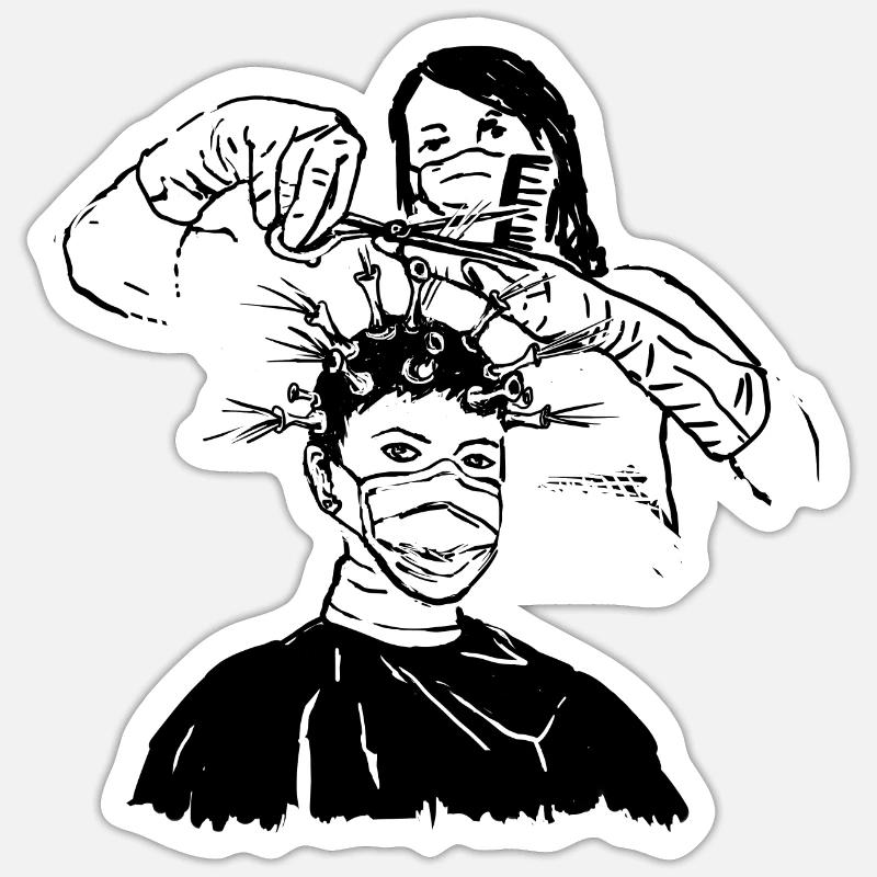 Coiffeur, coiffeur - Sticker taille S (10 x 10 cm) - blanc mat