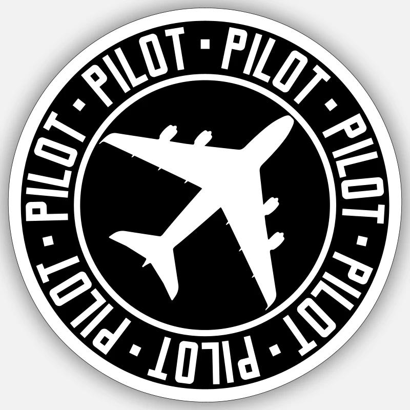 Schild Stempel Pilot - Sticker Größe S (10 x 10 cm) - Mattweiß