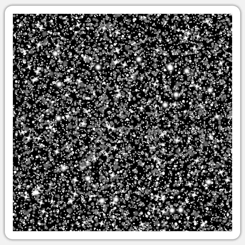 False silver glitter background - Sticker size S (10 x 10 cm) - white matte