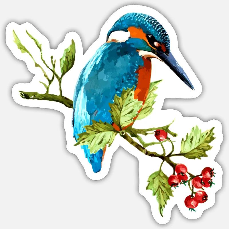 Oiseau coloré - Sticker taille S (10 x 10 cm) - blanc mat