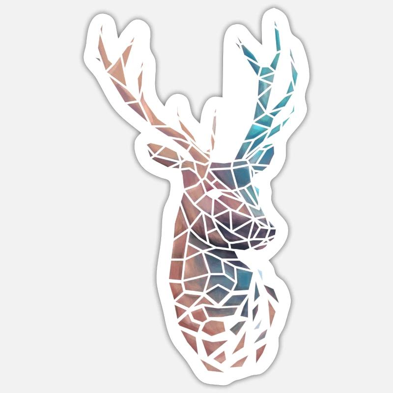 Low poly deer gradient - Sticker size S (10 x 10 cm) - white matte