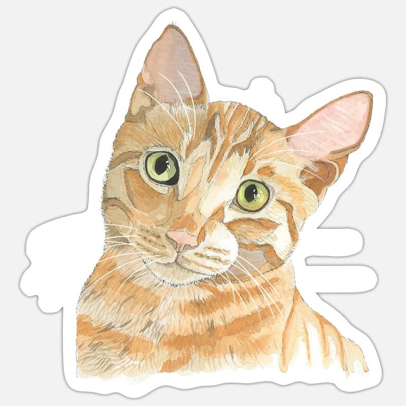 rote Katze - Sticker Größe S (10 x 10 cm) - Mattweiß