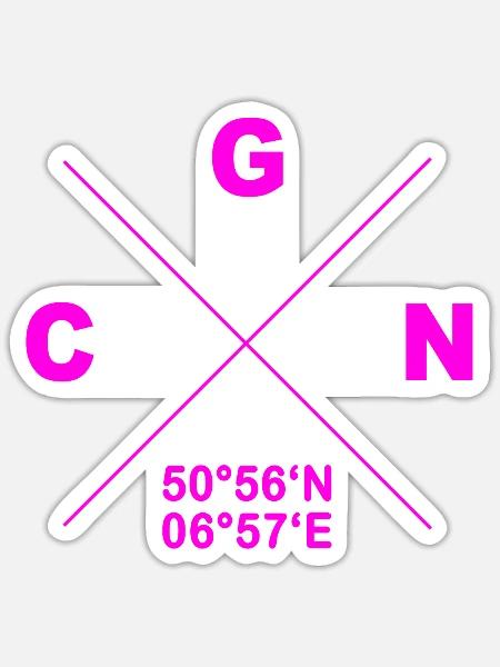 CGN Heimat Stadt Koordinaten Geschenk Domstadt - Sticker Größe S (10 x 10 cm) - Mattweiß
