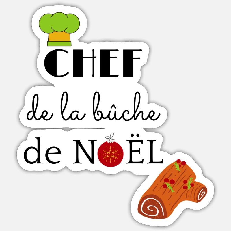 Chef de la bûche de noël - Sticker taille S (10 x 10 cm) - blanc mat
