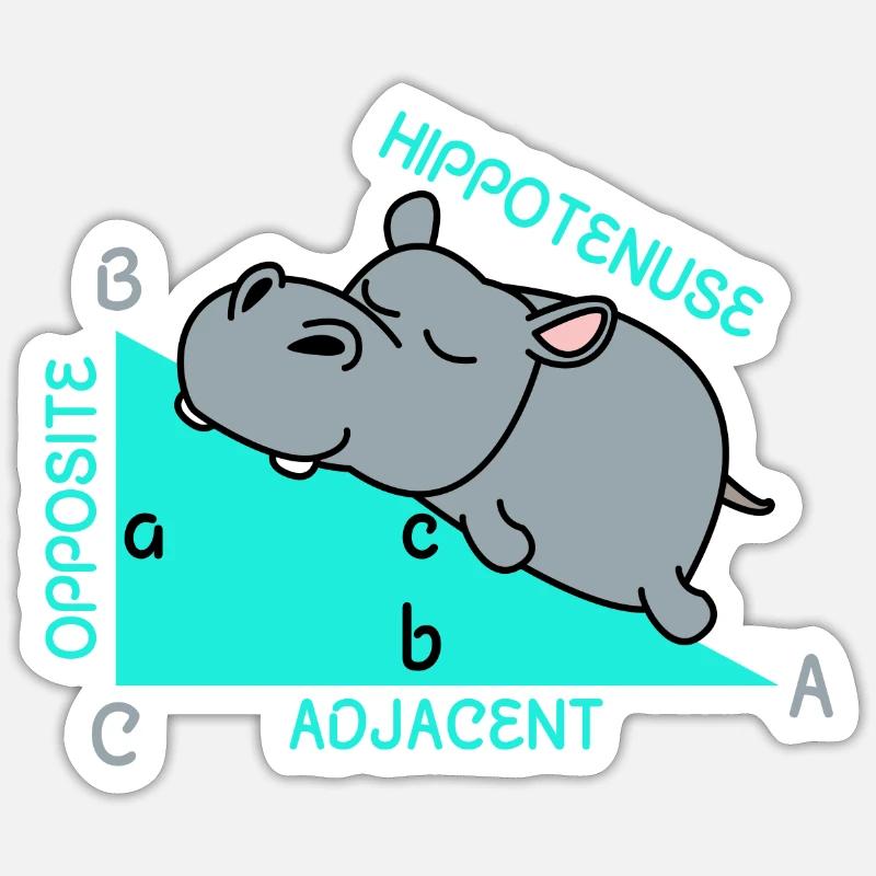 Hippoténuse math maths professeur de mathématiques blague - Sticker taille S (10 x 10 cm) - blanc mat