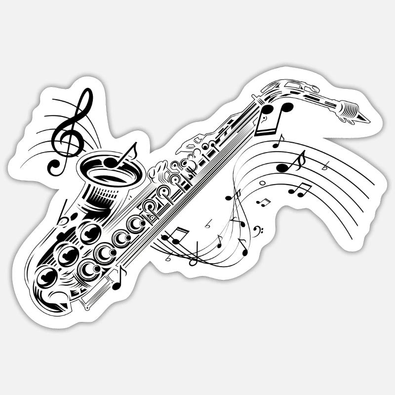 Saxophone - Sticker size S (10 x 10 cm) - white matte