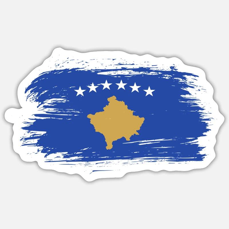 Conception du drapeau du Kosovo / idée cadeau - Sticker taille S (10 x 10 cm) - blanc mat