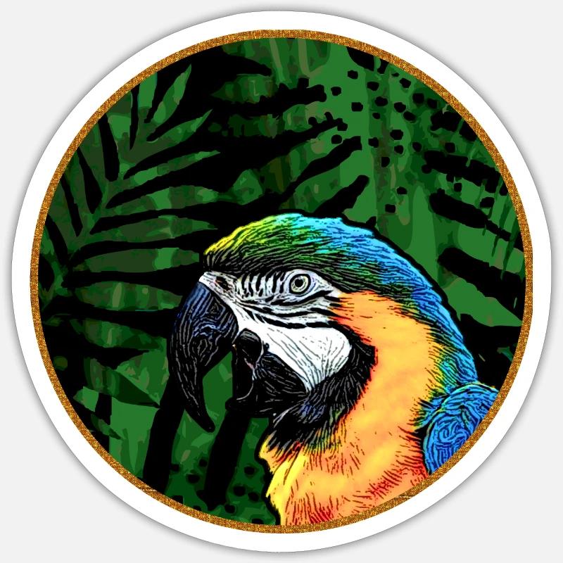 Perroquet - Sticker taille S (10 x 10 cm) - blanc mat