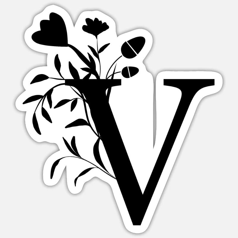 V prénom - Sticker taille S (10 x 10 cm) - blanc mat