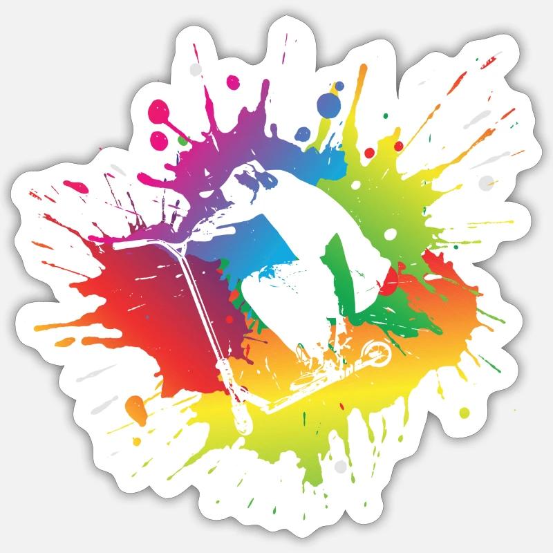 Cascade de scooter - Sticker taille S (10 x 10 cm) - blanc mat