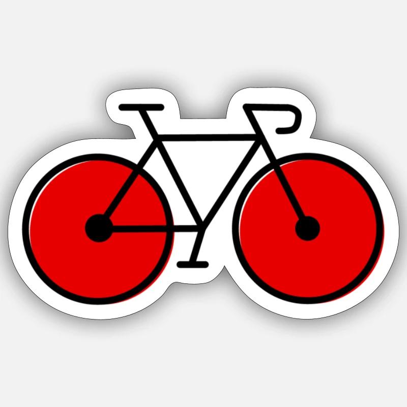 vélo de course rouge - Sticker taille S (10 x 10 cm) - blanc mat
