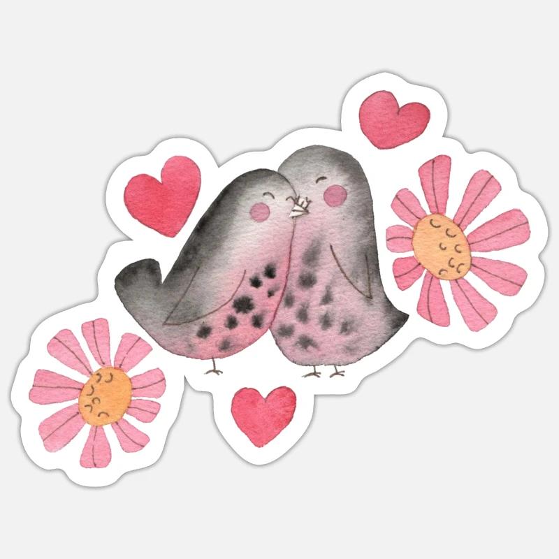 Love Birds Pattern - Sticker size S (10 x 10 cm) - white matte