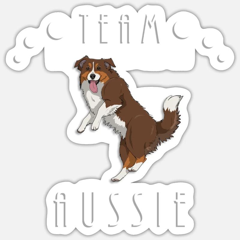 Team Aussie - Red Tri (mit Schwanz) Sticker Größe S (10 x 10 cm)