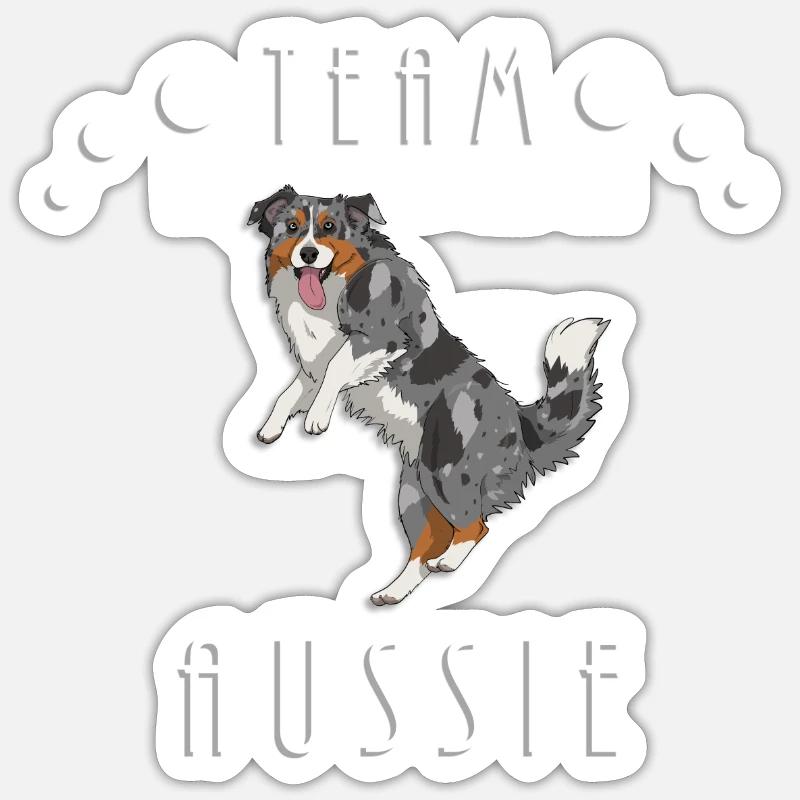 Team Aussie - Blue Merle (with tail) Sticker taille S (10 x 10 cm)