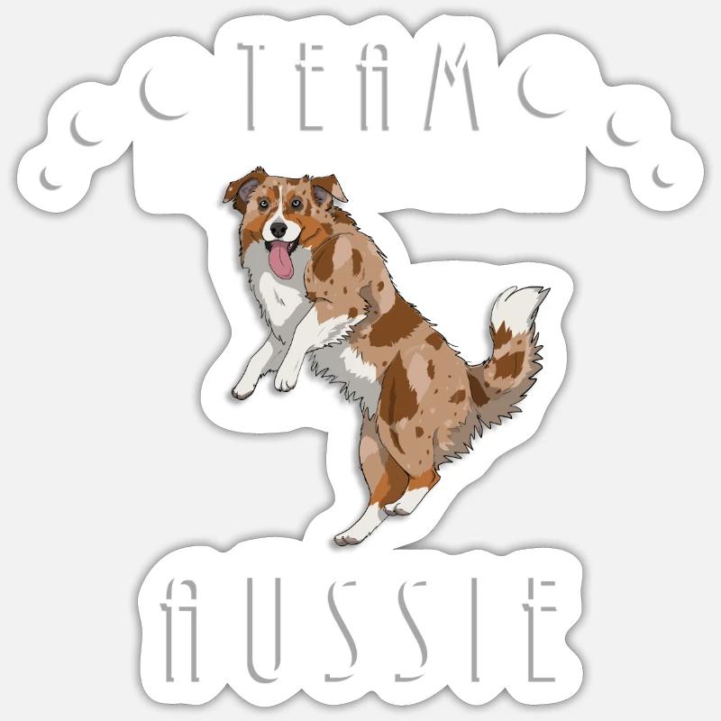 Team Aussie - Red Merle (mit Schwanz) Sticker Größe S (10 x 10 cm)