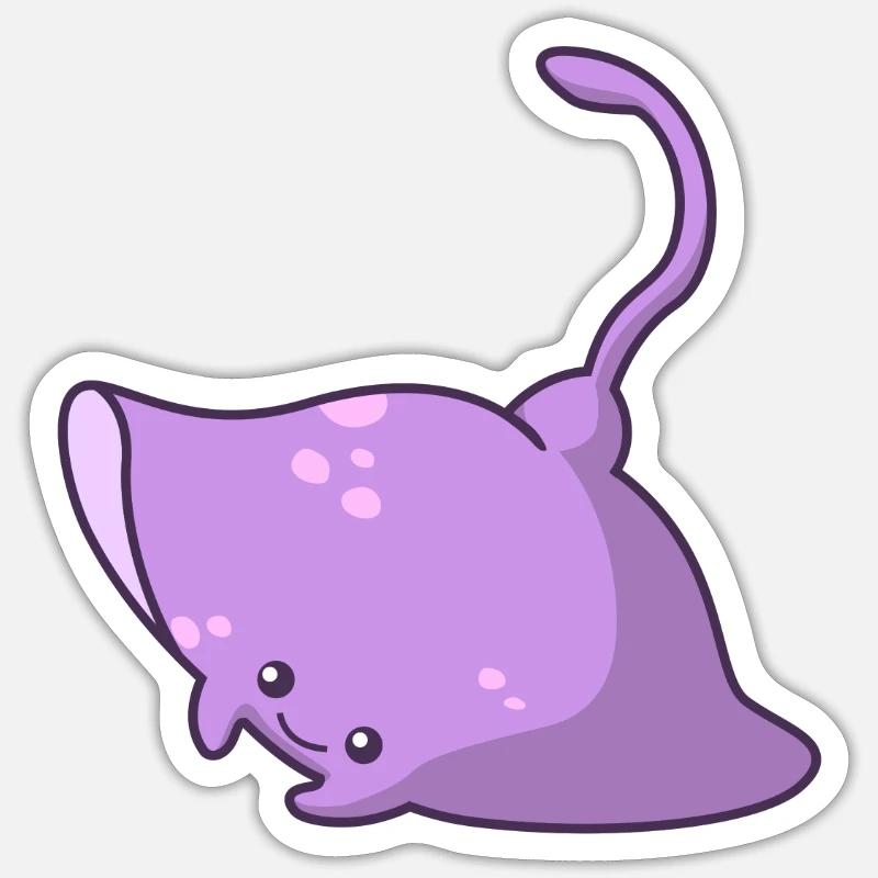 Stingray violette - Sticker taille S (10 x 10 cm) - blanc mat
